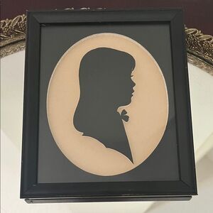 Framed Black and Cream Girl Silhouette Wall Art Vintage Style Home Decor